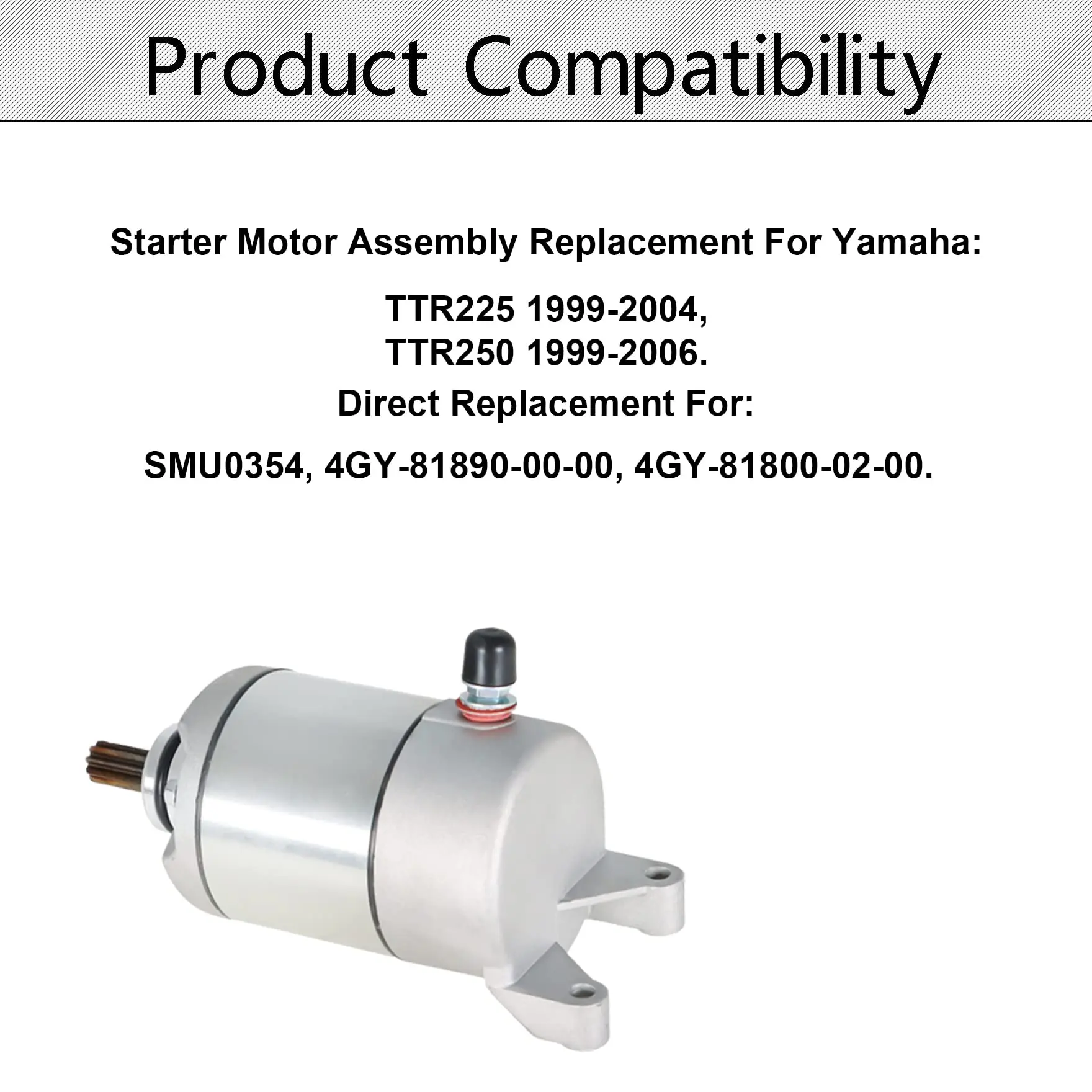 Starter Motor Assembly 4GY-81800-02 High Torque Fit for 1999-2006 Yamaha TTR250 TTR225 1999-2006 OEM 4GY-81890-00-00