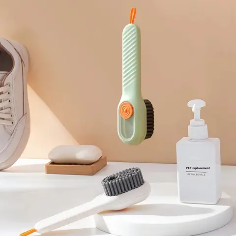 1/2pcs Shoes Brush Automatic Liquid Discharge Multifunction Press Out Shoes Cleaner Soft Bristles Clothes Brushes Cleaning Tool