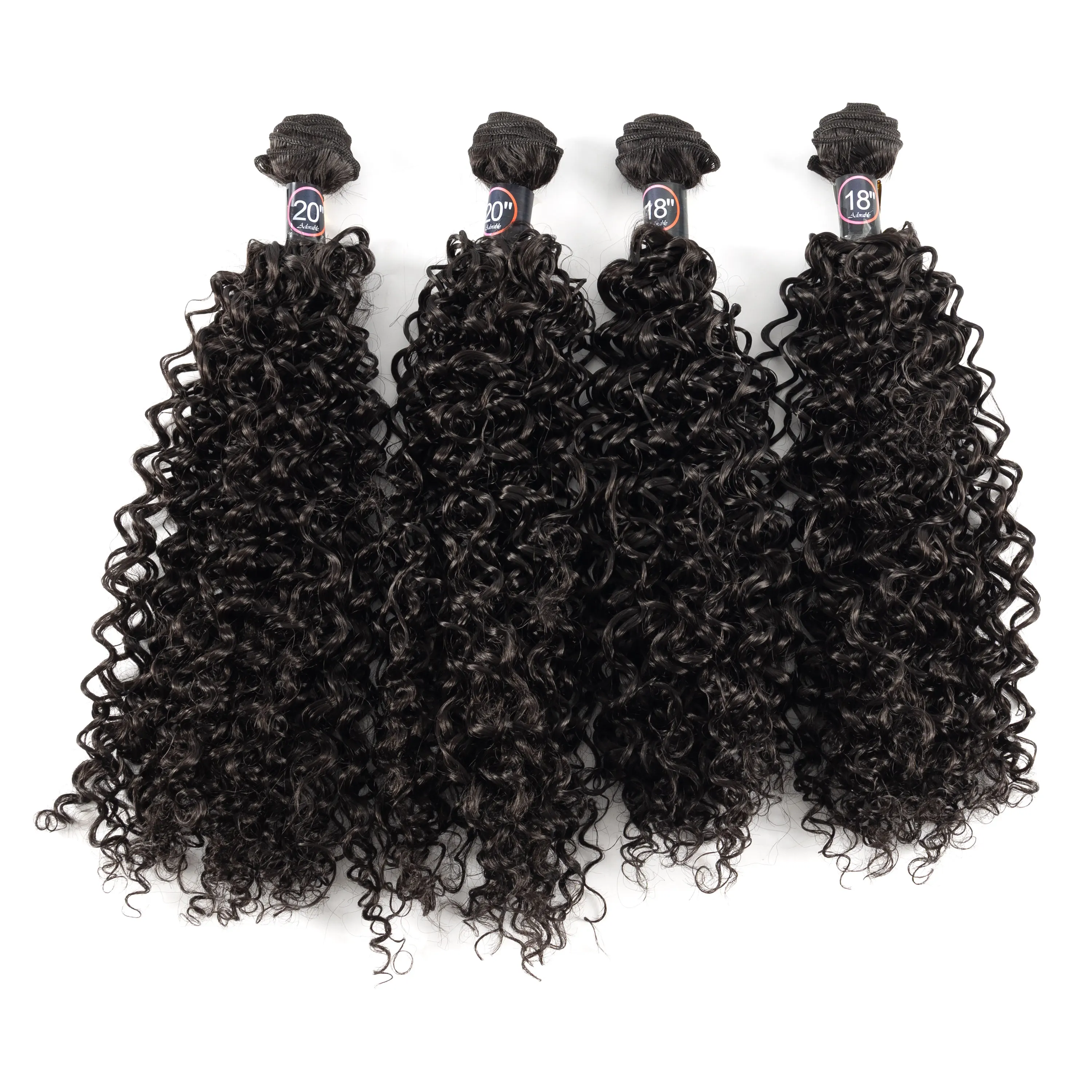 

Очаровательные натуральные цветные волосы для наращивания с эффектом водной волны для чернокожих женщин, маленькие кудрявые синтетические пучки, испанские локоны, 4 шт., 18-20 дюймов
