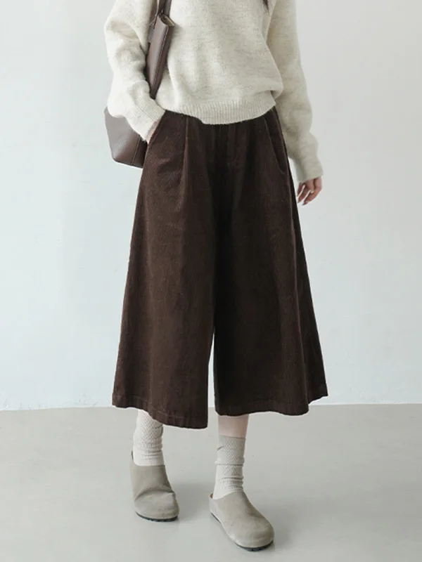 Luźne, wygodne spodnie sztruksowe z szerokimi nogawkami, proste, swobodne, codzienne spodnie damskie na jesień i zimę, modne spodnie plus size.