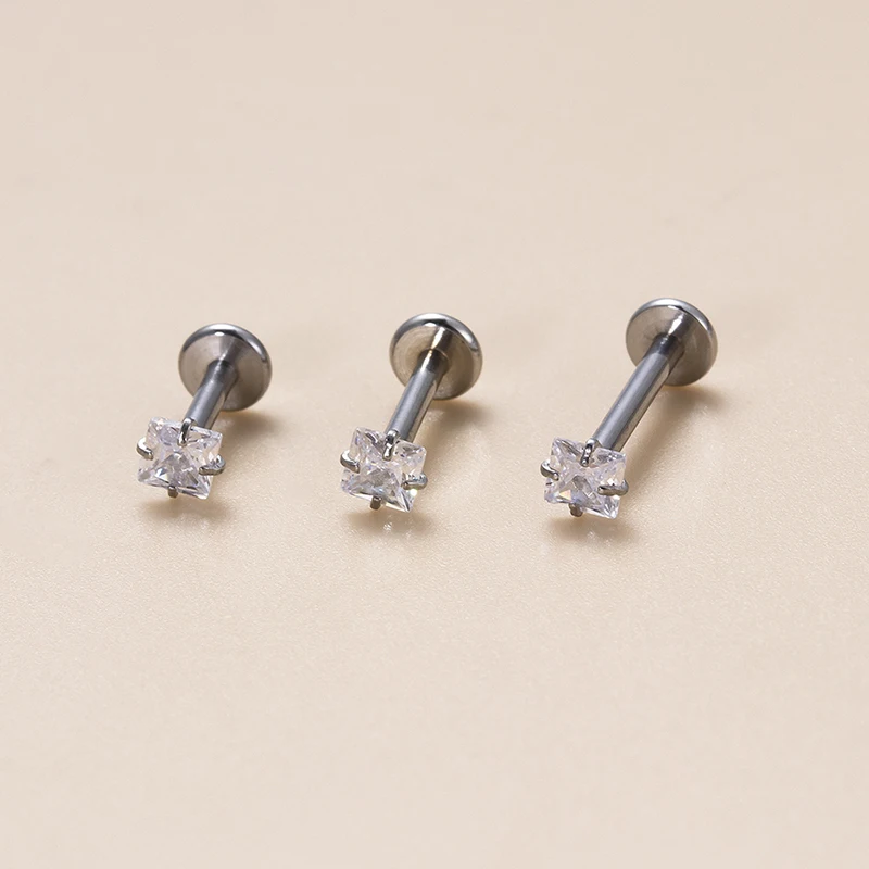 1 Piece 4-claw Internally Thread G23 Titanium Surgical Fresh Piercing 16Gauge Labret Stud Ear Helix Tragus Piercing