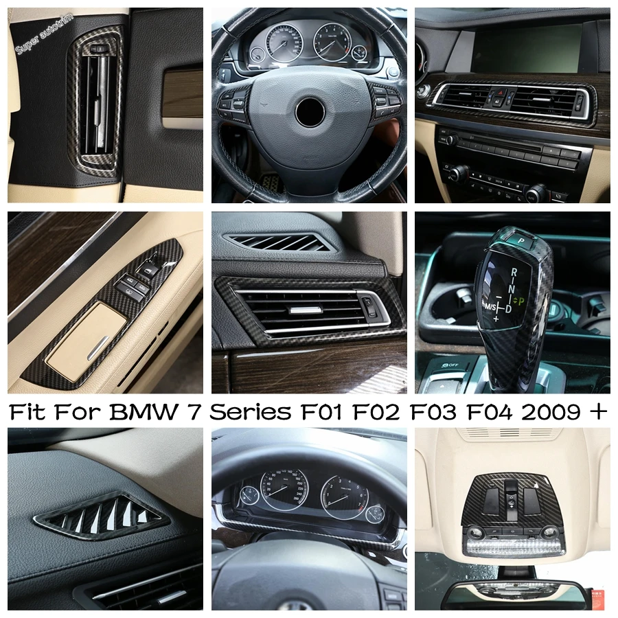 

B-pillar & Dashboard Air Condition AC Outlet Vent Cover Trims Carbon Fiber For BMW 7 Series F01 F02 F03 F04 2009 - 2015 Interior