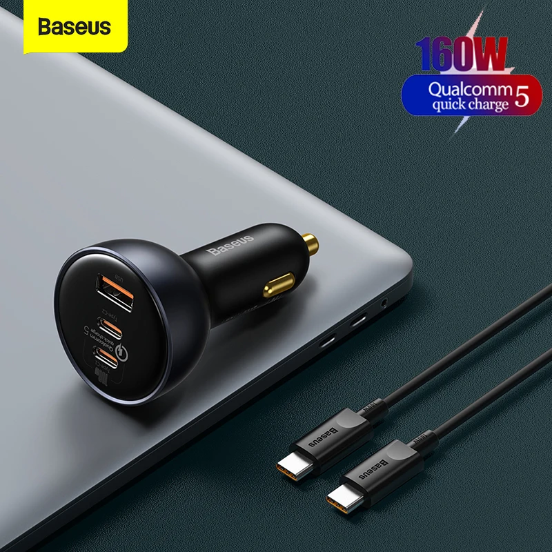 

Baseuse 160W QC5.0 Quick Charge Car Charger USB Type C Cigarette Lighter Adapter PD Charge For iPhone Macbook iPad Samsung