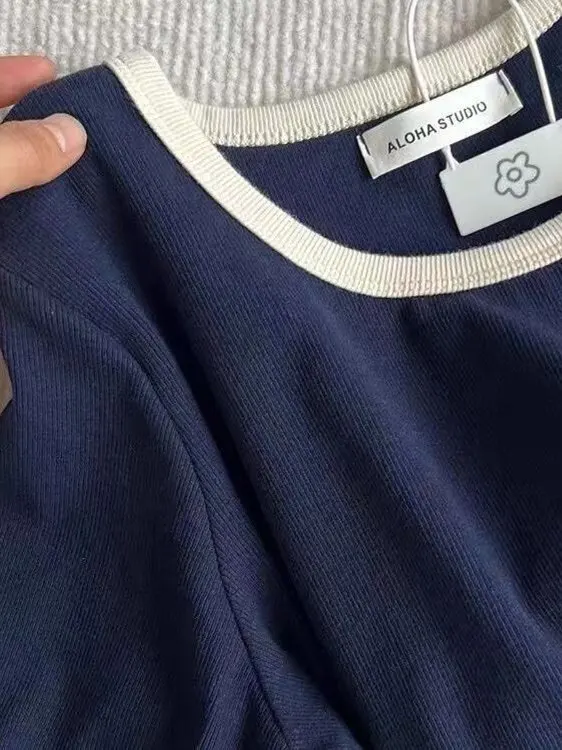 Colore unico Blo Design ort Sve T-shirt da donna Faionable Coreano Sle Pendolarismo Vento Slim Fit Estate Nuovo arrivo