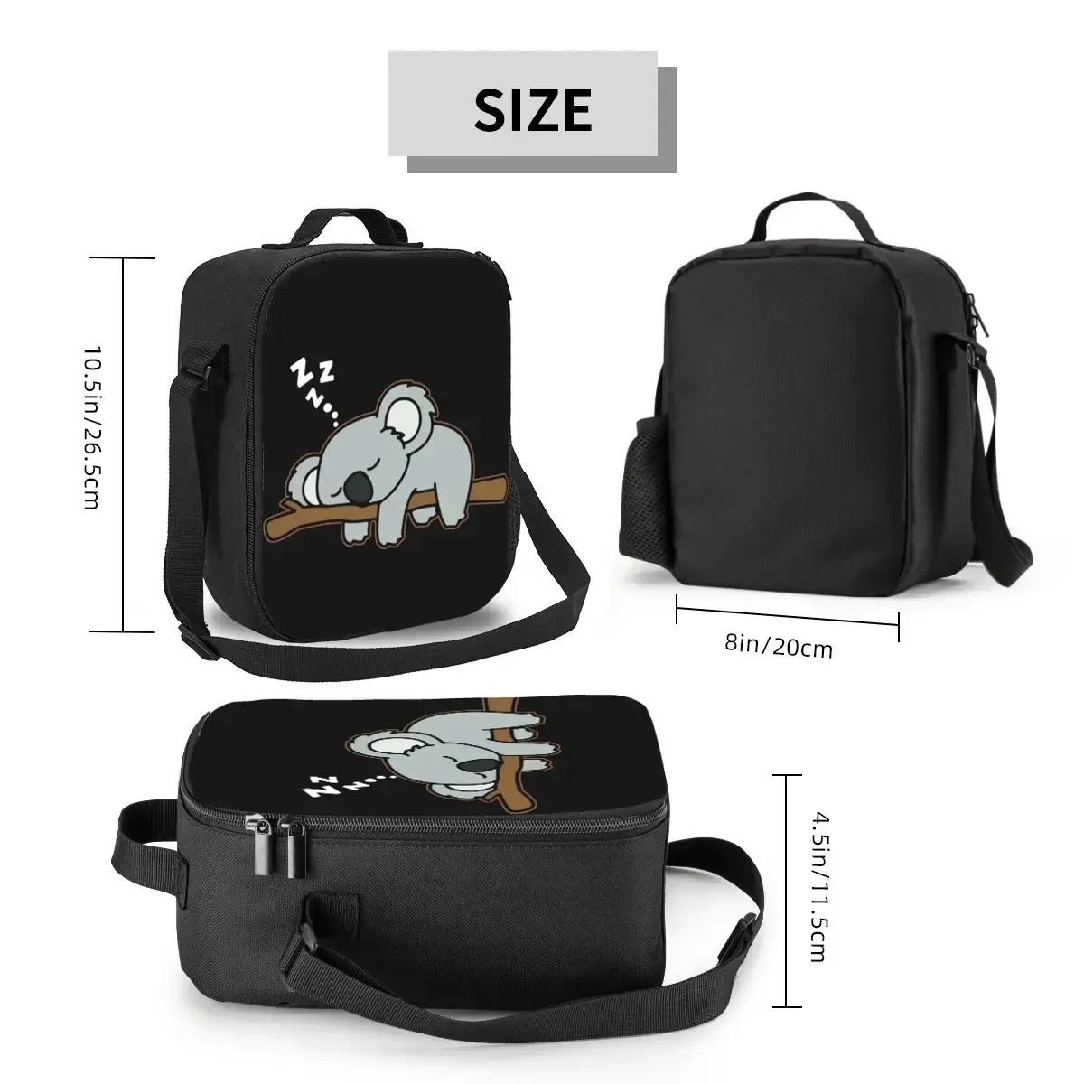 Cute Lazy Koala Bear Napping Thermal Insulated Lunch Bag Zoo Animal  Container for Work School Travel Storage Bento Food