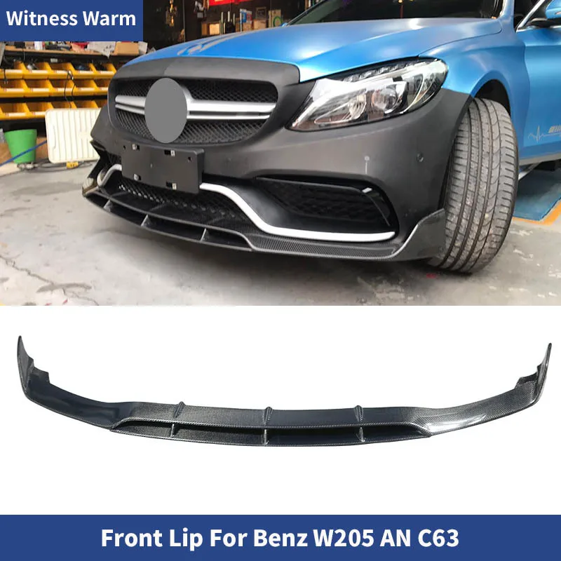 W205 splitter Carbon Fiber Front Bumper Lip Spoiler For BENZ C Class W205 AN C63 AMG bumper C180 C260 C300 14-18