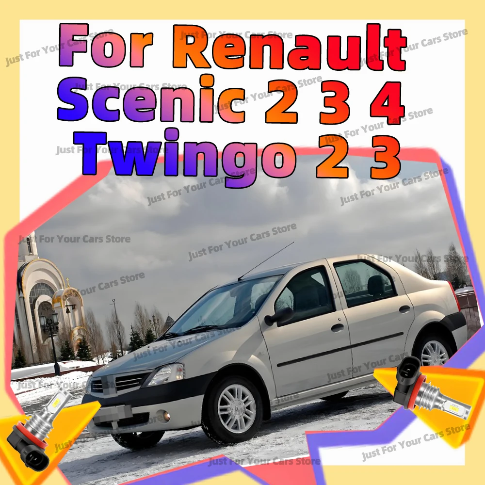 2x For Renault Scenic 2 3 4 2003-2020 For Renault Twingo 2 3 2007-2020 2008 2009 LED H8 H11 Fog Light Bulbs 6000K 12V DRL Lamps