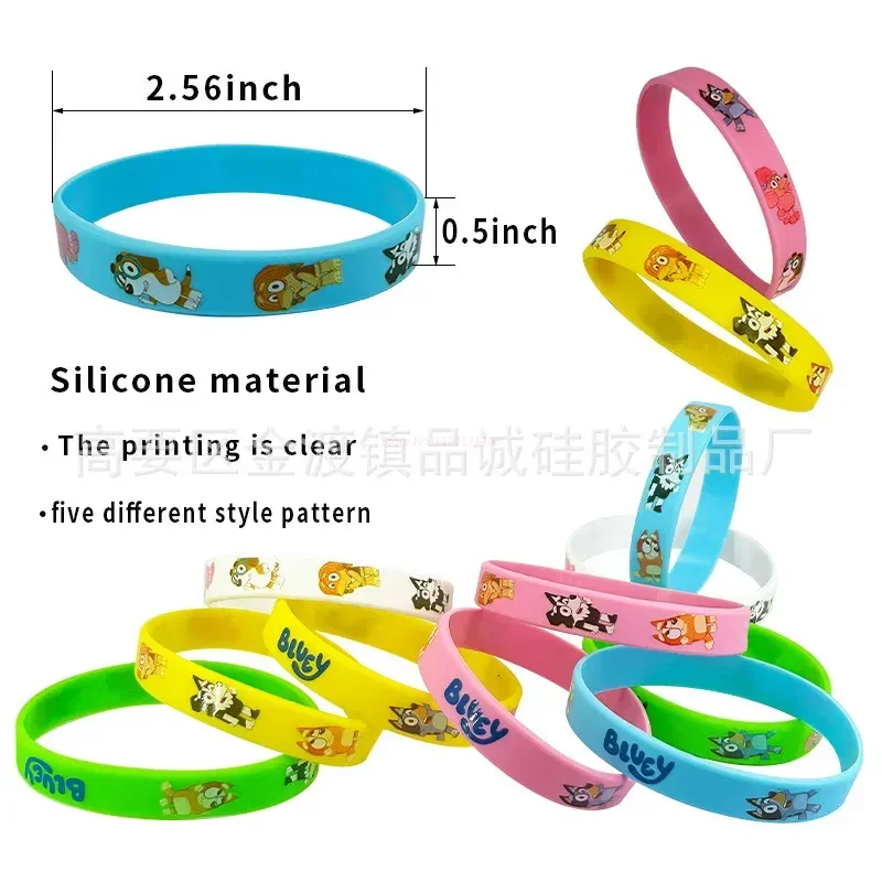 Cartoon Silicone Bracelet Bluey Family Animated Image Wristband Multi-color Cute Dog Pattern Soft Rubber Bracelet Children Gifts