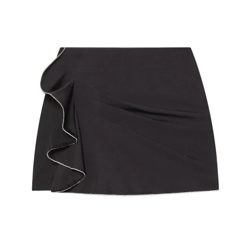 

Spring Summer Women Shimmer Draped Skort High Waist Women's Skirt Side zip Lady Chic Skirts