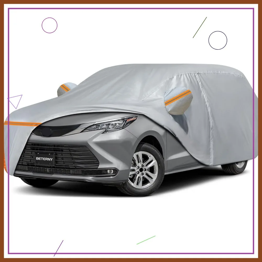 

Waterproof All-Weather Car Cover for Minivans with Zipper and Cotton Lining, Gray