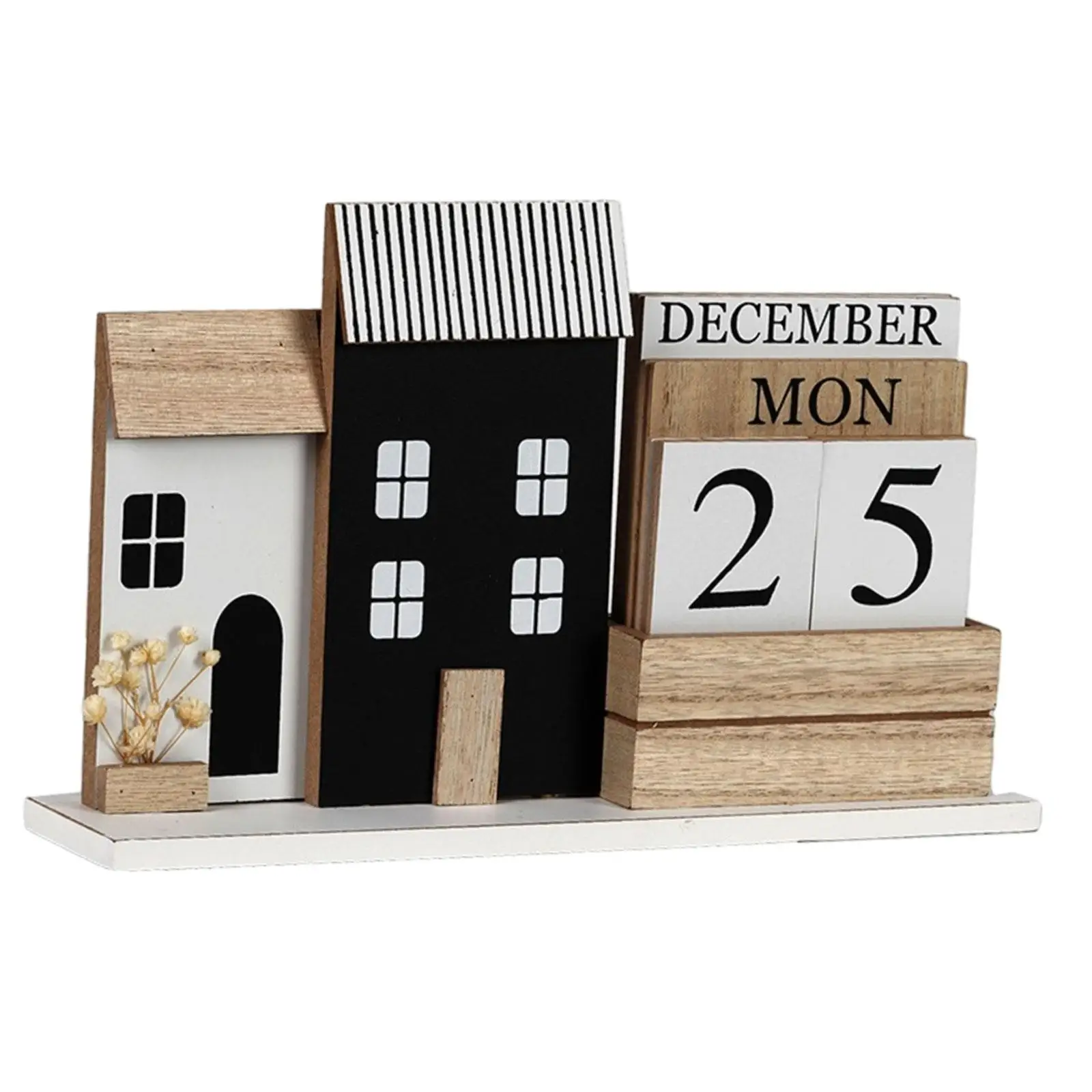 Perpetual Calendar Photo Props Retro Table Wood Block Perpetual Calendar for Birthday Office Housewarming Home