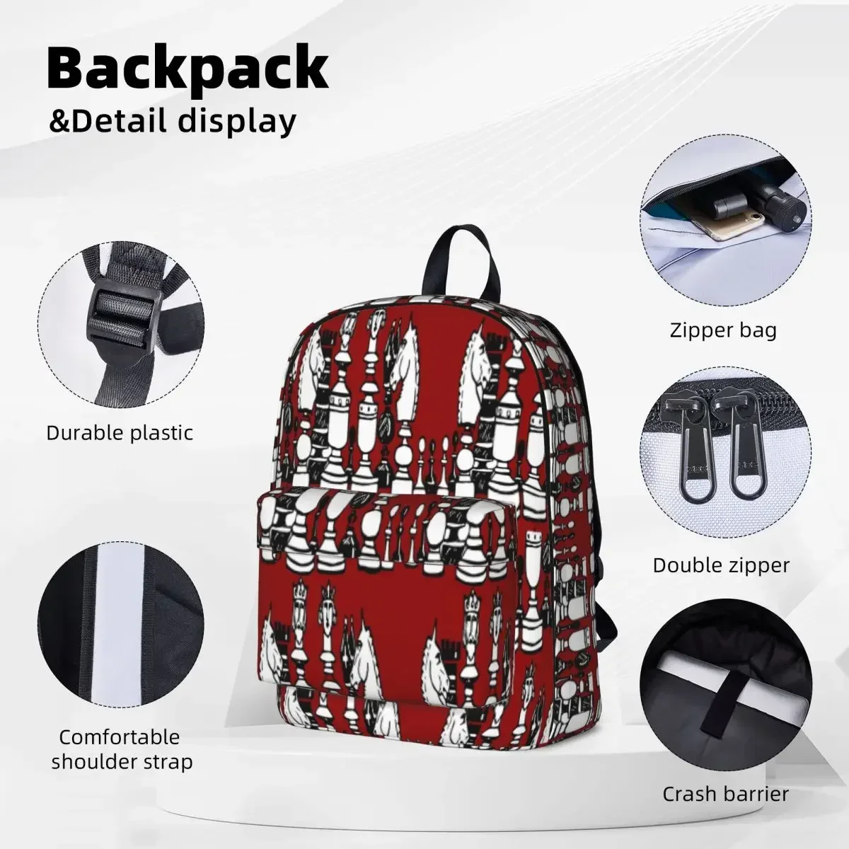 Master Of Chess Backpack Boy Girl Bookbag Children School Bags Cartoon Kids Rucksack Laptop Rucksack Shoulder Bag Large Capacity