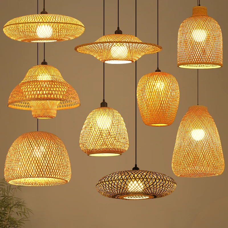 

ZK50 Bamboo Woven Chandelier Creative Classical Restaurant Chinese Style Rattan Chandelier Bedroom Lighting Decorative Lighting