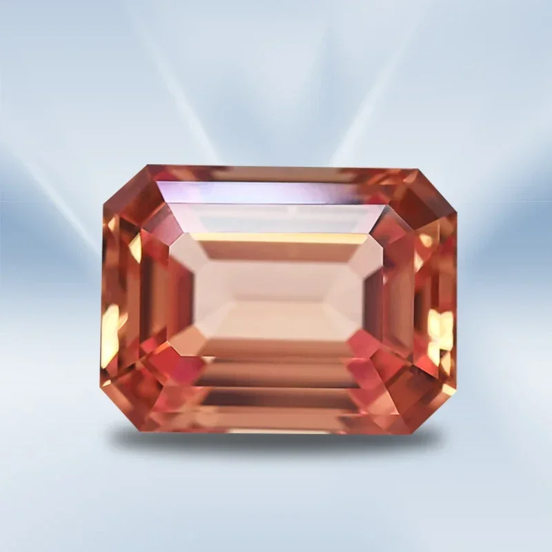 

Lab Grown Sapphire Emerald Cut Sunset Orange Color VVS1 Charms DIY Jewelry Making Earrings Materials Selectable AGL Certificate