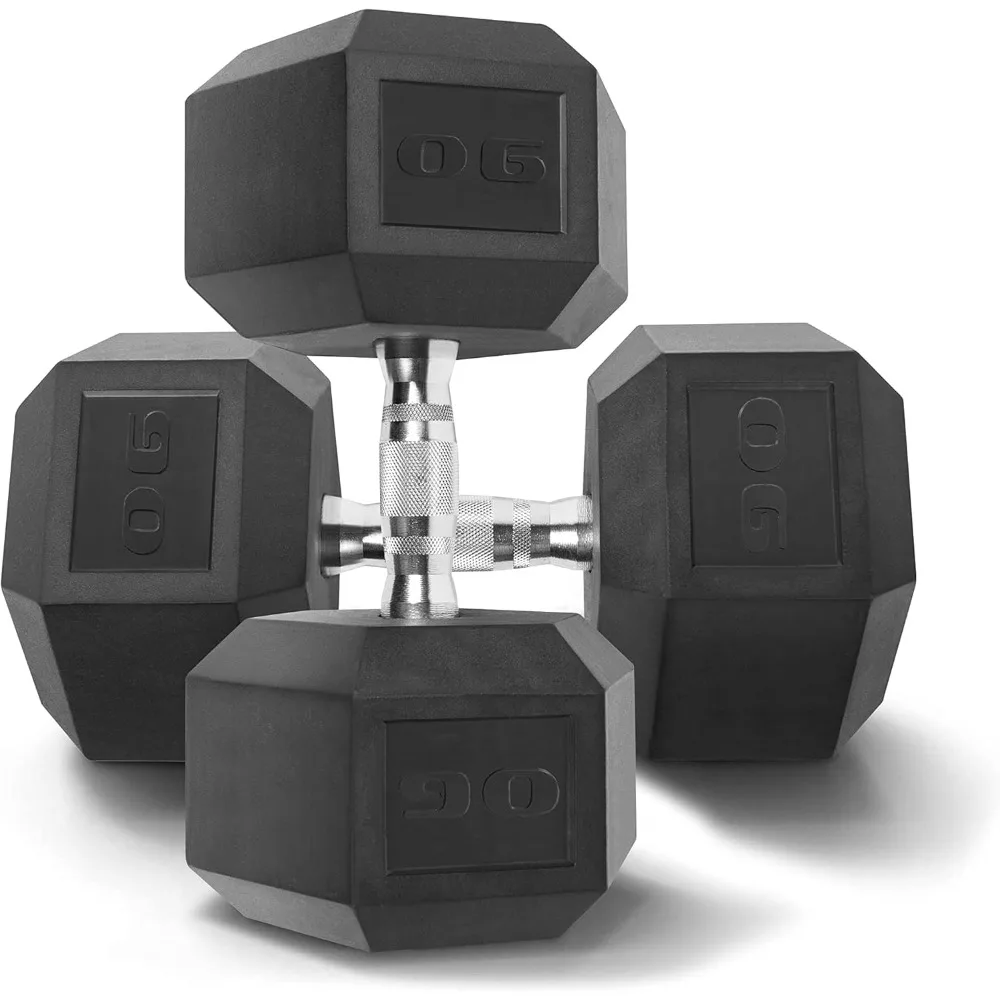 WF Athletic Supply: Solid Steel Hex Dumbbells with Rubber Coating for Strength Training