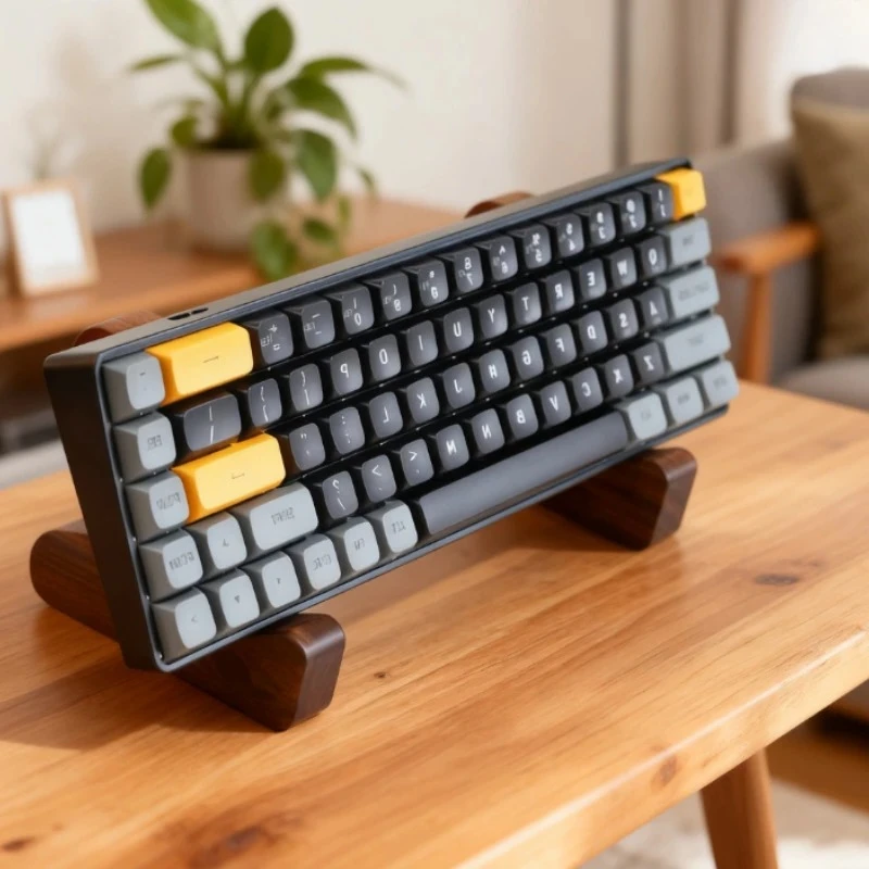 

War Spider Walnut Keyboard Stand Holder Sturdy Desktop Vertical Custom Storage Keyboard Display Tablet Compatible Office/Gaming