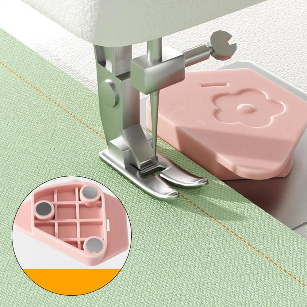 Zamek magnetyczny Stitcher akcesoria do maszyn do szycia nowy wielofunkcyjny miernik magnetyczny krawędzi wielokątny anty-zwijający się plastikowy pozycjoner