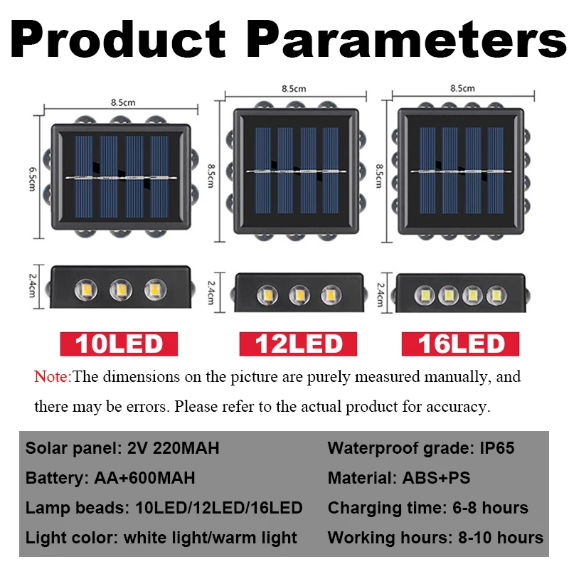 Solar LED Wall Light Up Down Light Decorative IP65 Waterproof Solar Lights for Outdoor Garden Lawn Balcony Patio Yard