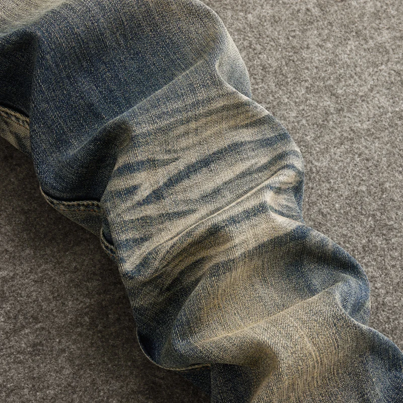 

Fashion Designer Men Jeans High Quality Retro Washed Stretch Slim Fit Ripped Jeans Men Embroidery Vintage Casual Denim Pants