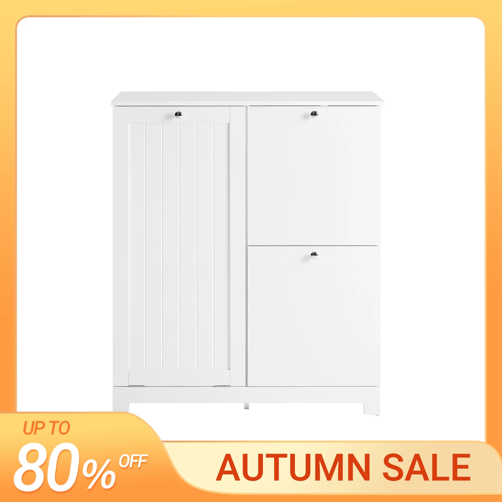 SoBuy BZR213-W mobile da bagno con 3 cestini per la biancheria, 1 grande raccoglitore per biancheria e 2 cestini in tessuto 78x38x90 cm
