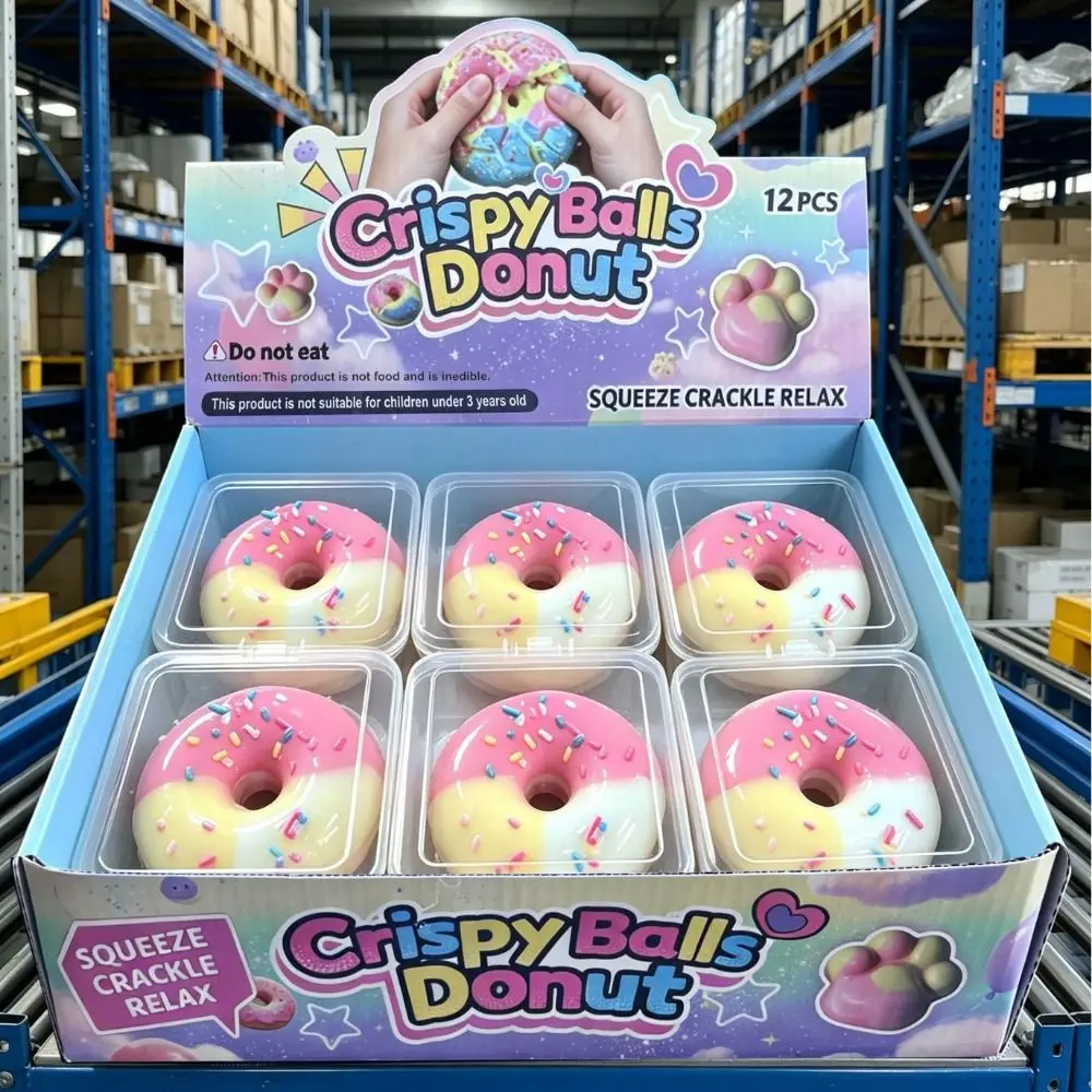 Donut Wax Cracking Squeeze Satisfying Sound Cat Paw Crunch Squishy Handmade Non-bounce Crispy Feel Squishy Children Gifts