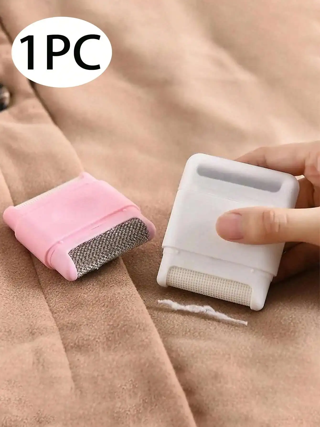 1 piece white mini portable creative double-headed hair sticking device with cover, manual hair ball trimmer, clothing cleaning 