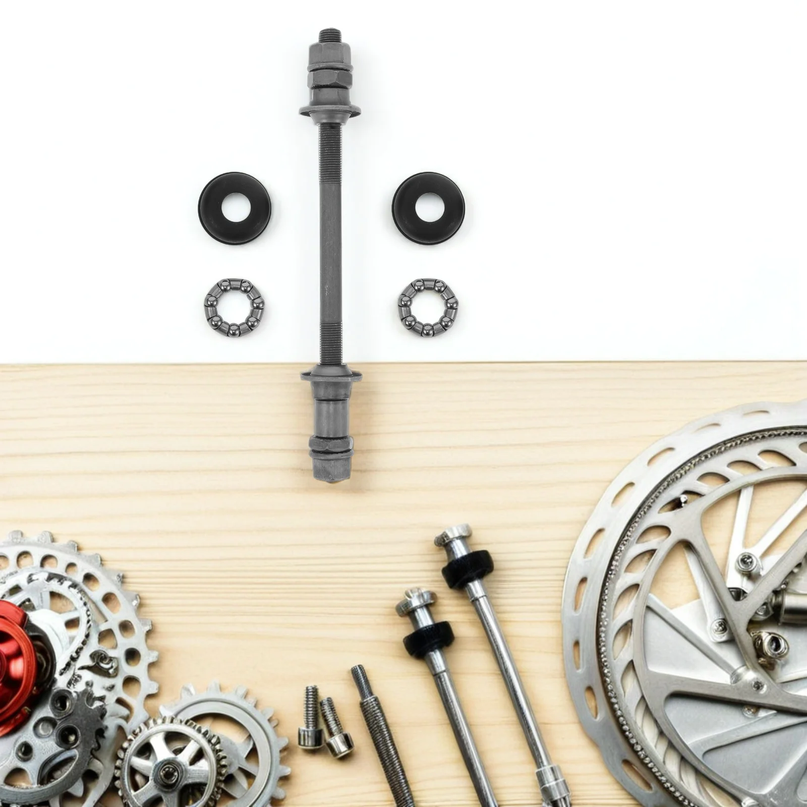 

2Sets Mountain Bike Rear Axle Hub Solid Steel Bicycle Hub Axle Replacement Bearing Smooth Riding Bike Parts Replacement Parts