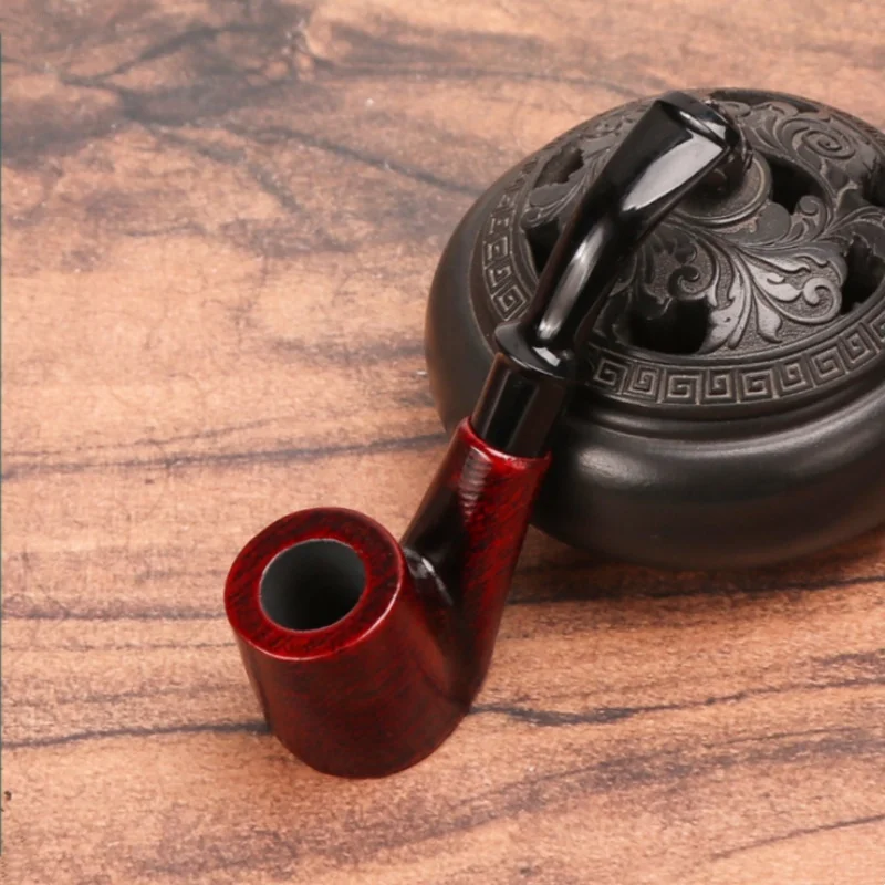 Solid Wood Pipe With A 9mm Smoke Chamber, Detachable And Curved Design, Suitable For Tobacco, Men'S Gift