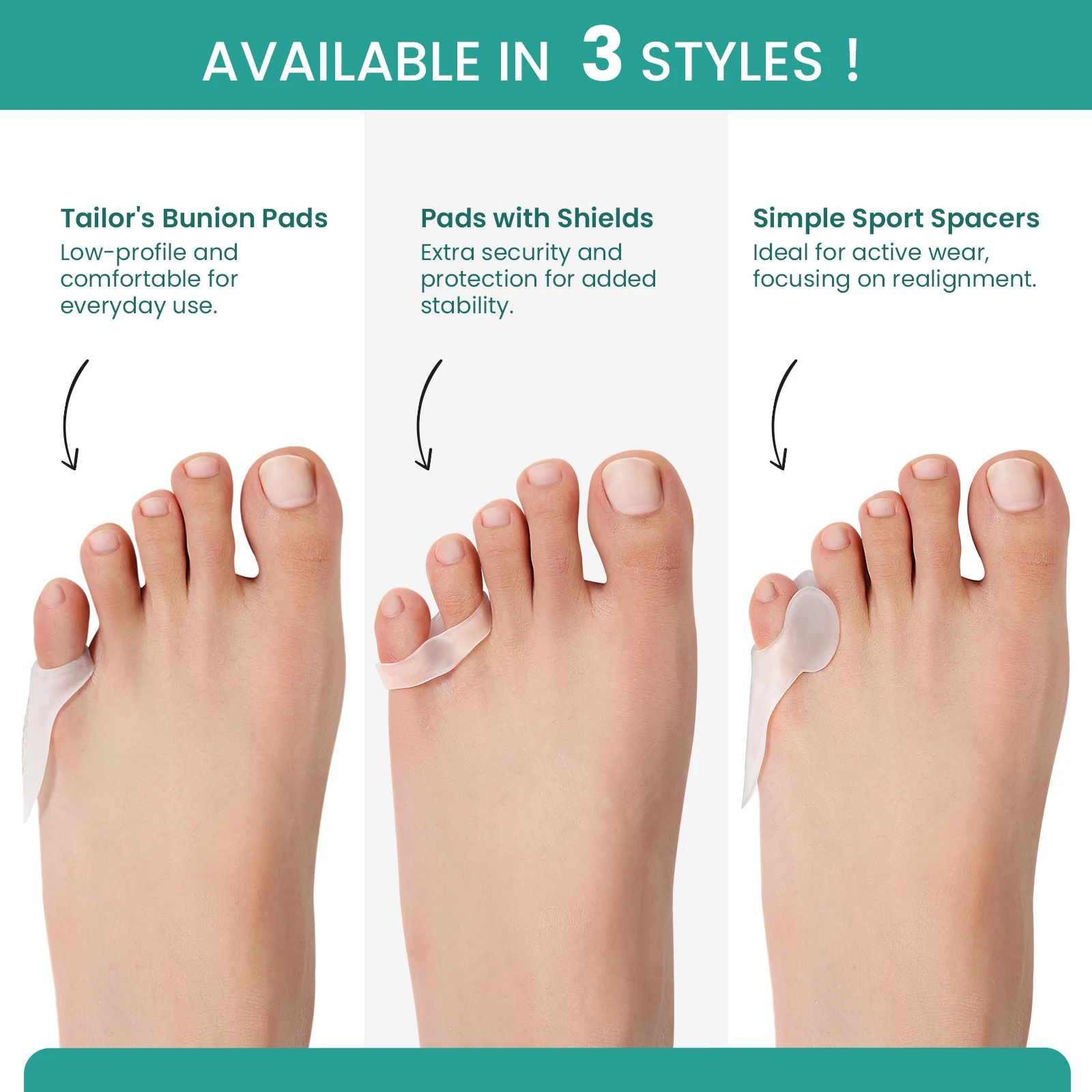 2/4/6/8개입 수미펀 실리콘 엄지발가락 교정기 무지외반증 발 교정기 작은 발가락 교정기 발 관리 도구