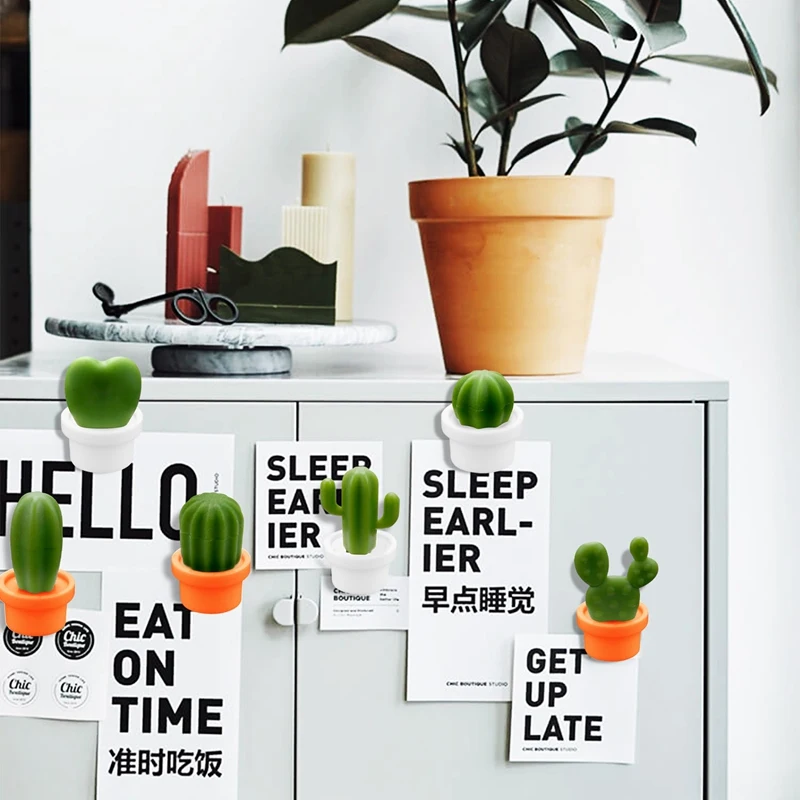 New 12 Pcs Cute Cactus Refrigerator Magnets,Decorative Fridge Magnet Locker Magnet,Dry Erase Board Magnet,Perfect Fridge Magnets
