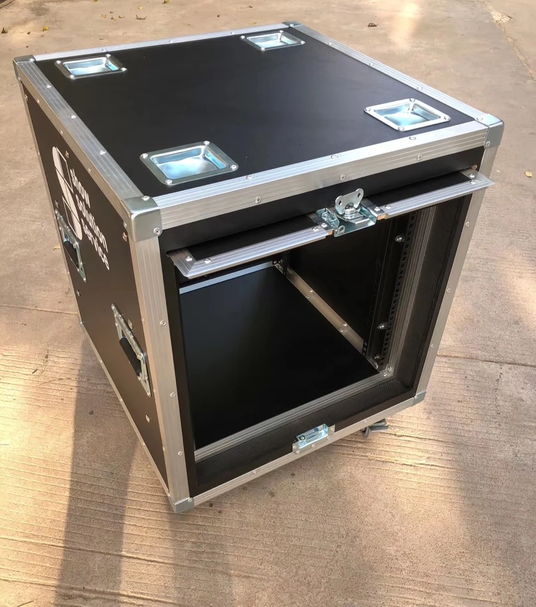 Stackable Storage Sliding Storage Door 8U 12U 19" Rail DJ Audio Amp Amplifier Rack Flight Cases