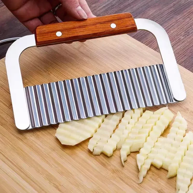 Cortador de patatas fritas de acero inoxidable, herramienta de cocina para hacer patatas fritas, cuchillo ondulado, Chopper