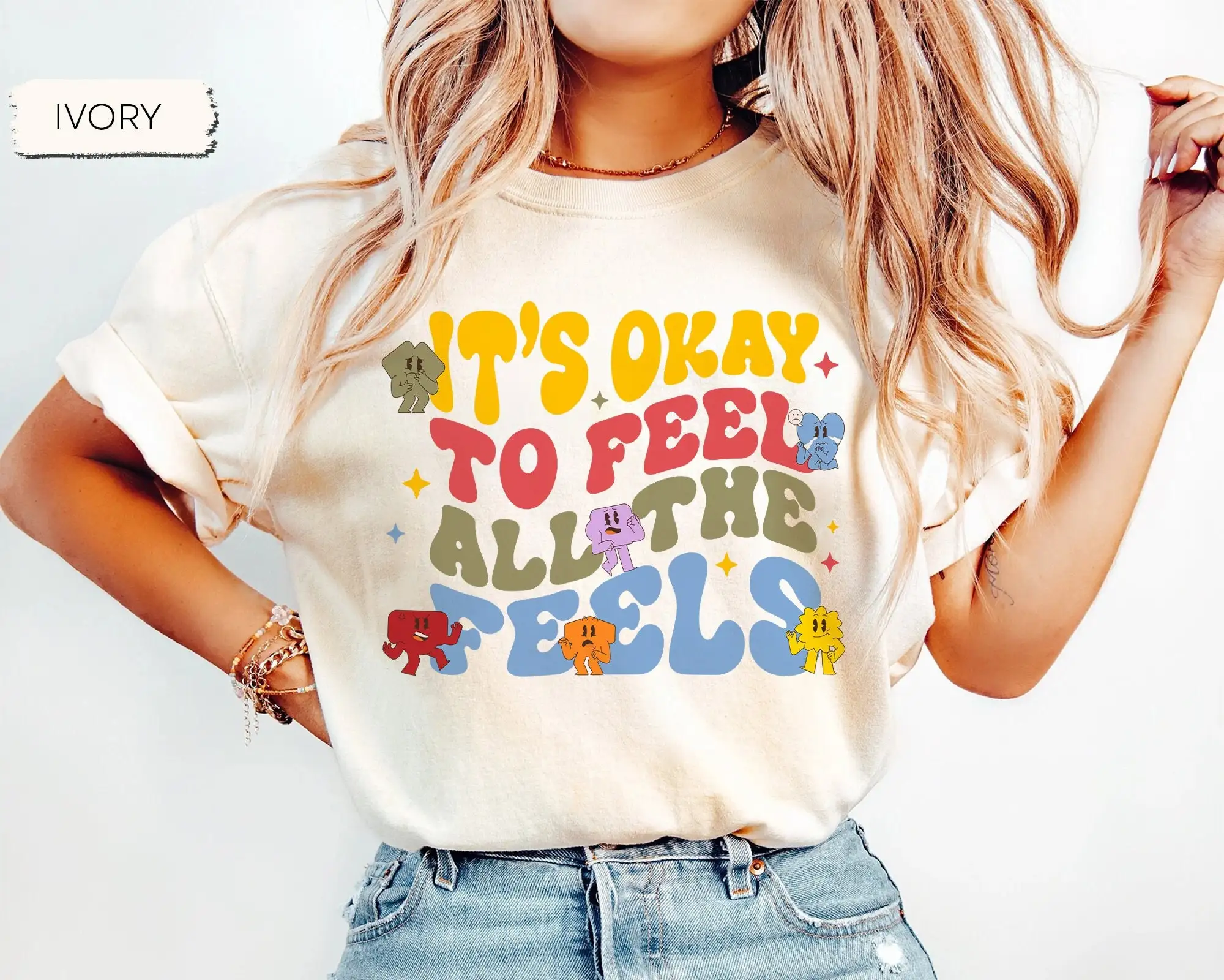 It'S Okay To Feel All The Feels T Shirt Mental Health School Counselor Psychologist Sped Teacher Speech Therapy