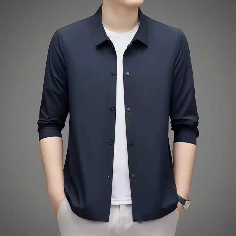 

Новая летняя легкая куртка с воротником для защиты от солнца, мужская повседневная однотонная верхняя одежда, дышащая, модная, в городском стиле