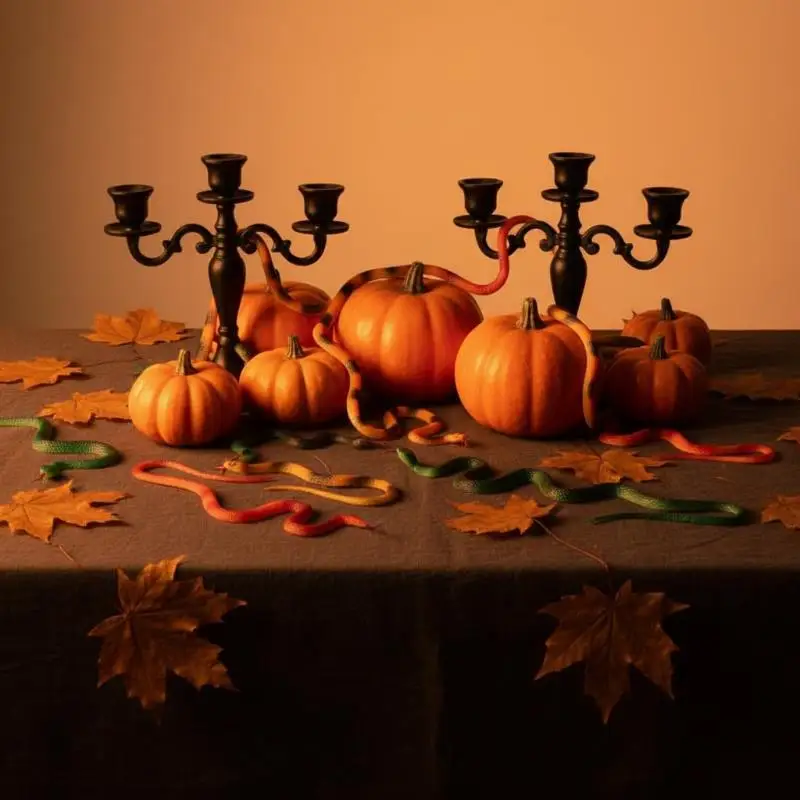 Realistische Gummi-Fake-Python-Schlange, 40 cm, lebensechte Simulations-Schlange, Schreck-Requisite für Halloween, Scherzartikel, Vogelabwehr für den Garten – Detail 12
