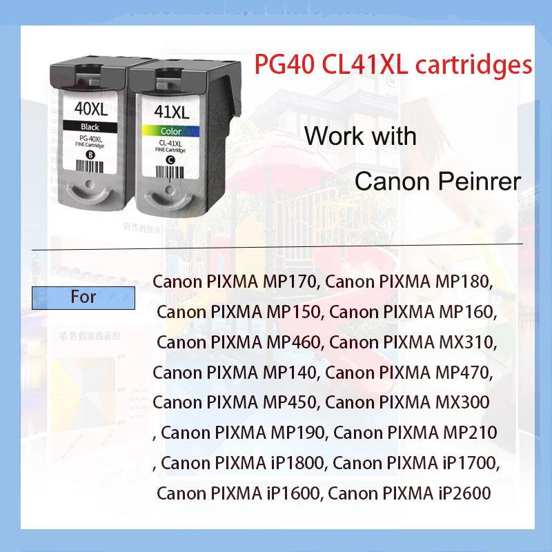 Vilaxh Compatible PG40 CL41 Ink Cartridge For canon PG 40 41 PG-40 CL-41 For printer iP1600 iP1200 iP1900 MP140 MP150 MX300