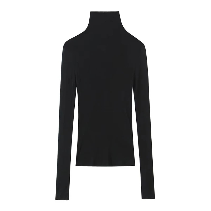 T-shirts à manches longues et col montant pour femmes – T-shirts basiques coupe ajustée en marron, violet, noir pour un usage quotidien et en couches