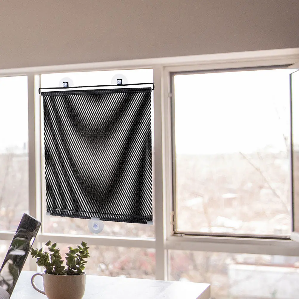 1Set Window Shade Wear-Resistant Retractable Roller Curtain Nail-Free Privacy Screen Easy Install PVC Cover Window Shades