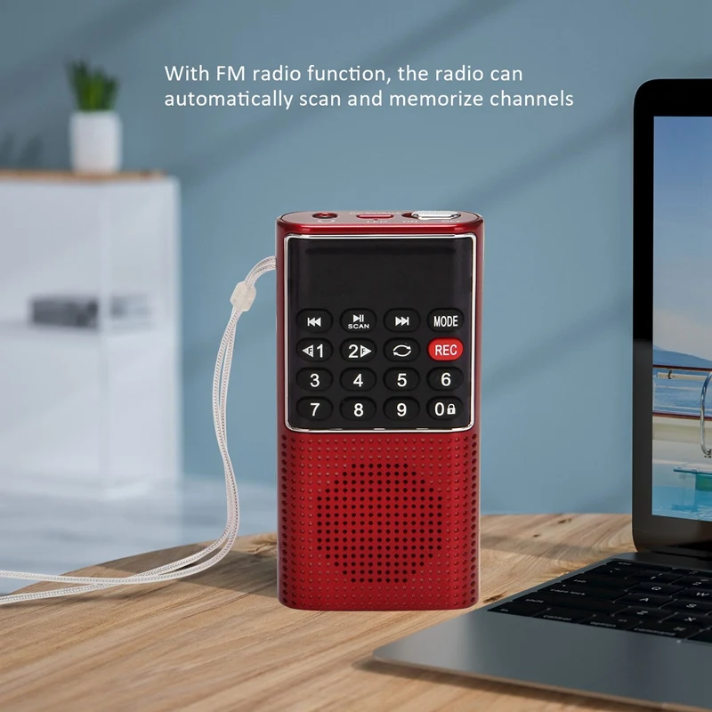 A15R -L-328 Mini Portable Pocket FM Auto Scan Radio Music Audio MP3 Player Outdoor Small Speaker With Voice Recorder