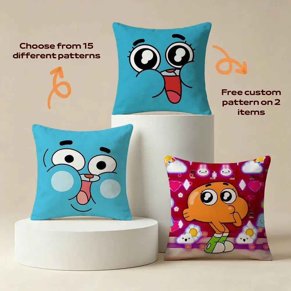 Funny G-Gumball x DarwinS Square Sofa Pillow Cover Solid Color Living Room Home Decor Cushion Case