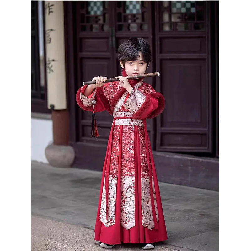 Thick Boys Hanfu Chinese Ancient Kids School Uniforms Costumes Young Master's Perform Clothing Warrior Swordsman Cosplay