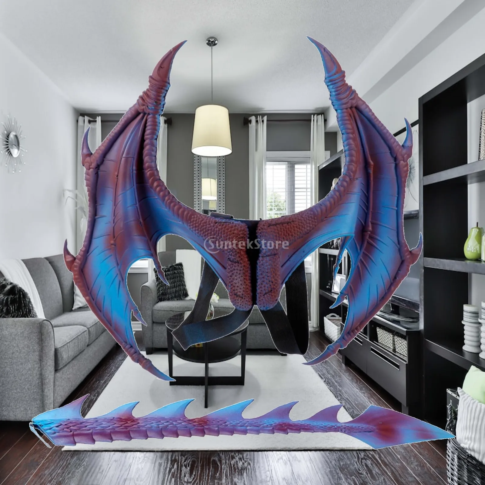 Dragon Wings with Tail Foam Dragon Wings Set Accessory Sculpted Textured for Children, Halloween, Cosplay