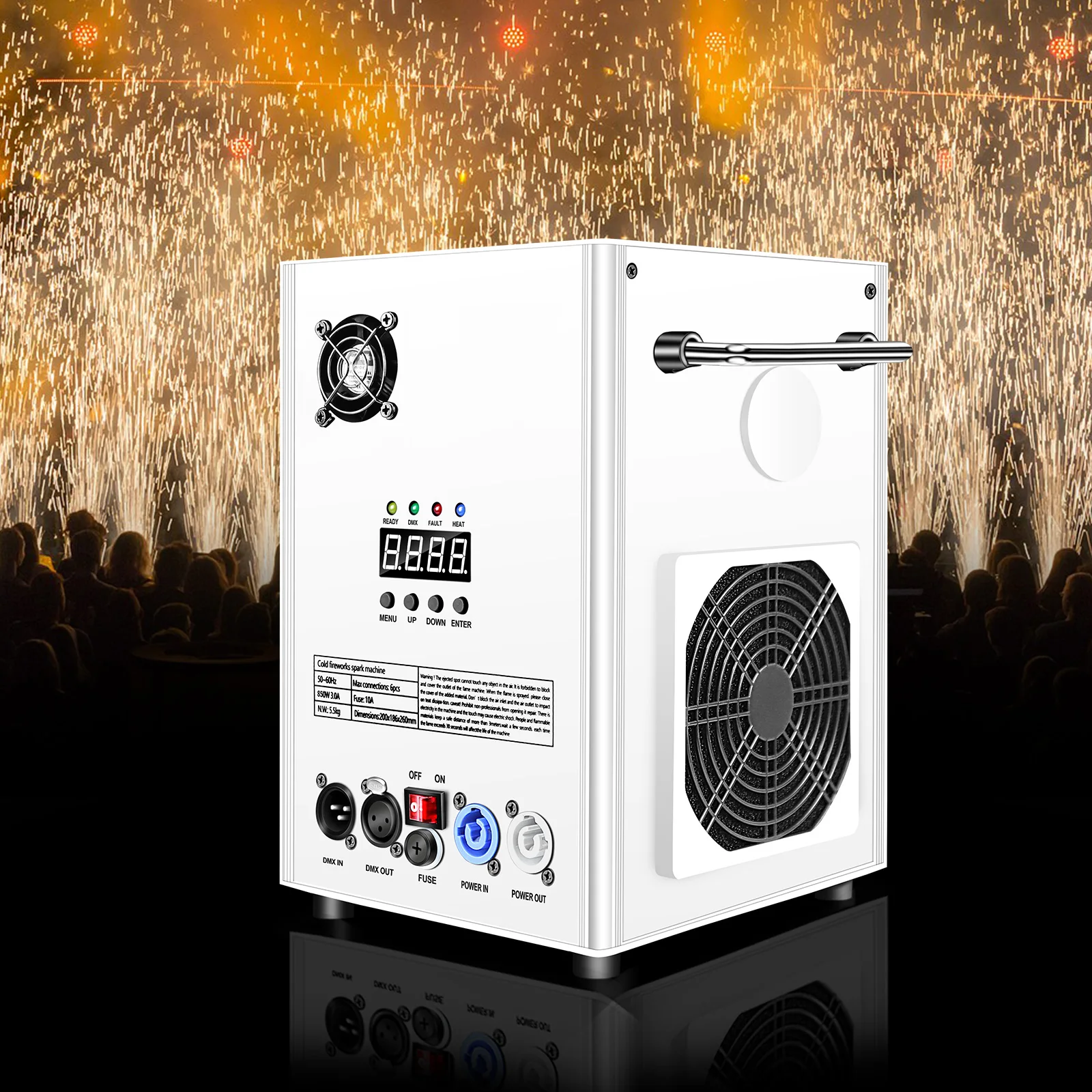 Party Stage Cold Spark 850W Wedding Special Effect Electronic Fountain Sparkler Machine With DMX512/Remote Control