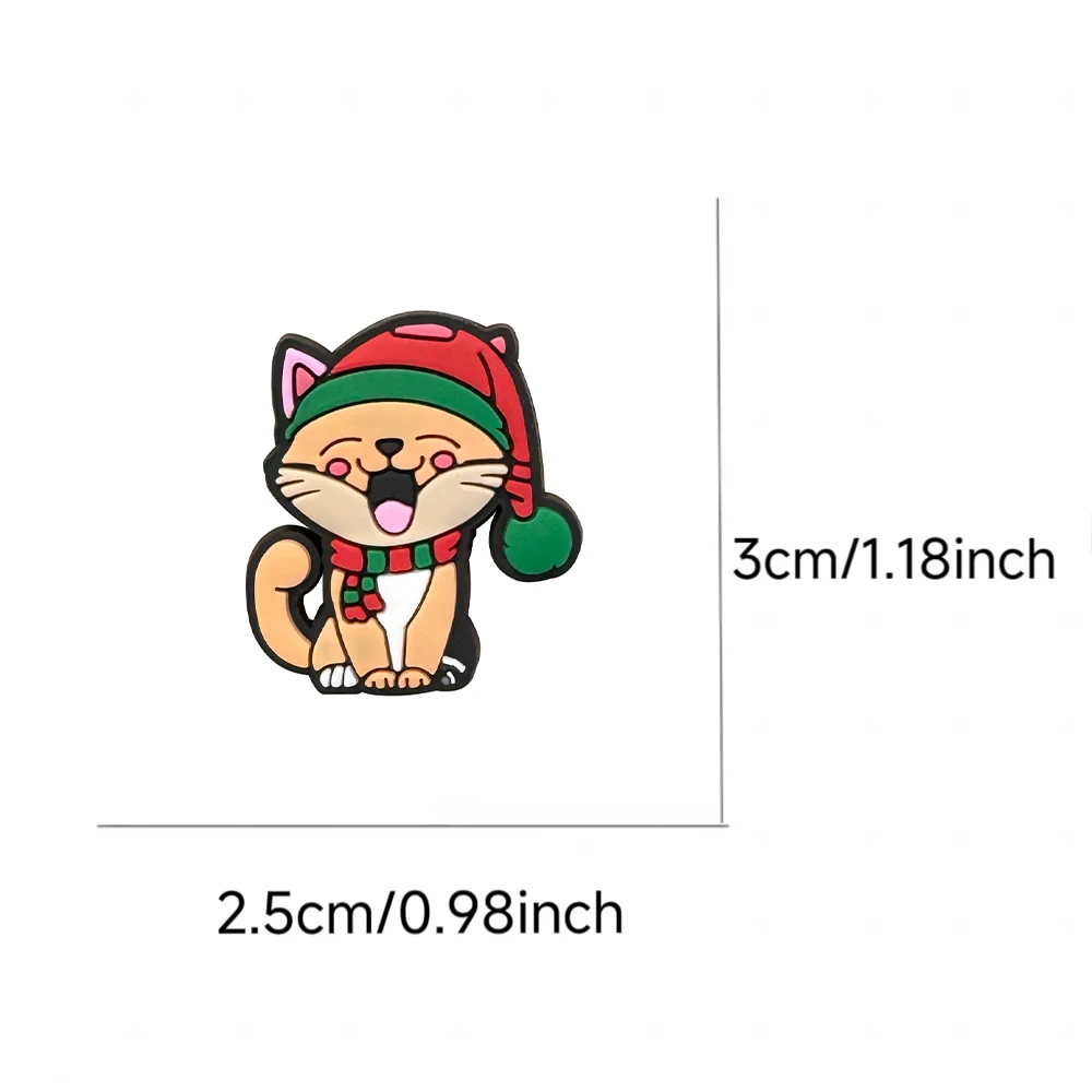 20-100pcs Cartoon Cute Cat Christmas Series PVC Shoe Charms Accessories DIY Detachable Waterproof Shoe Decorations Party Gifts