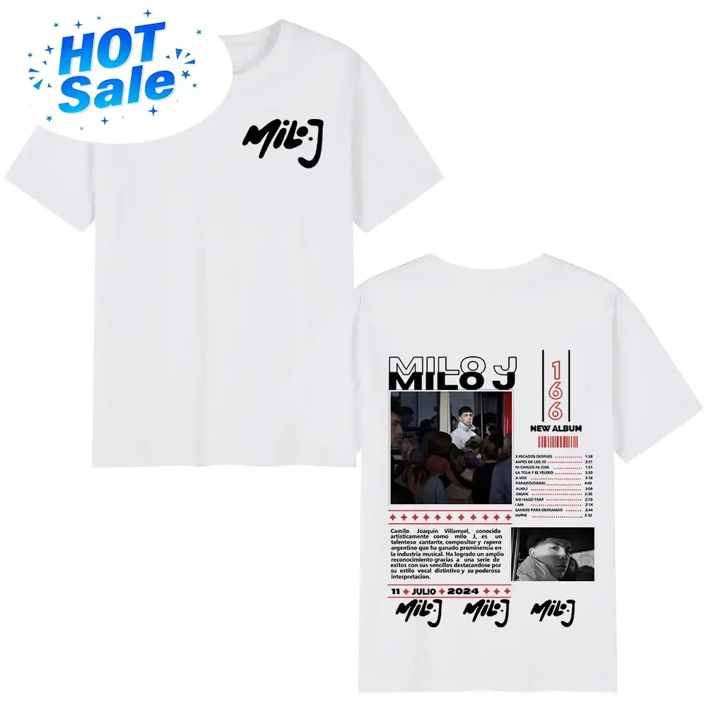 Rapper Milo J 166 Album Merch T Shirt Men Fashion Hip Hop T-shirt Cotton Casual Oversized Short Sleeve T-shirts Streetwear Black