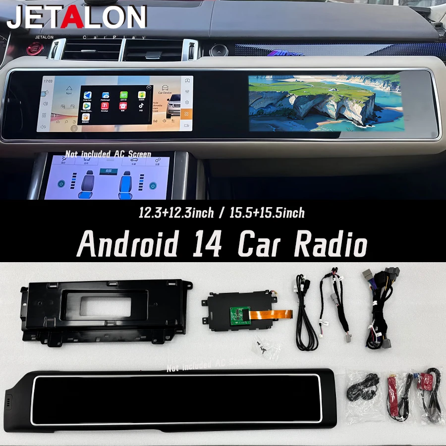 

Сенсорное автомобильное радио 15,5 + 15,5 дюймов для Land Rover Range Rover Sport L494 2013 2017, Android AUTO Carplay, мультимедийная стереосистема Navi