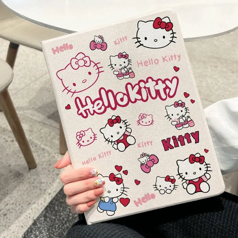 

For Samsung Galaxy Tab A8 A9 A11 11 Inch S6 Lite S8 S9 S9FE S10 FE Plus S11 Cute Hello Kitty Smart Anti-Bending Protective Case