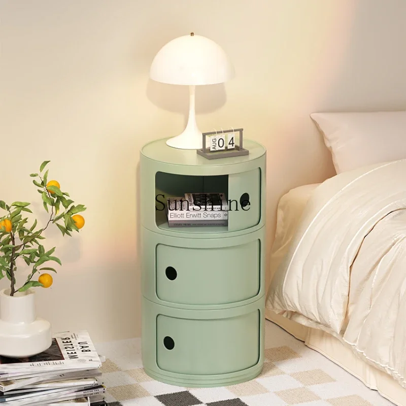 Combination creative round bedside table mini small plastic storage rack