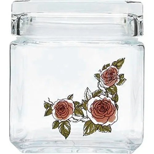 Paşabahçelandmark Rose Patterned Cover Jar 750 cc4 Pcs