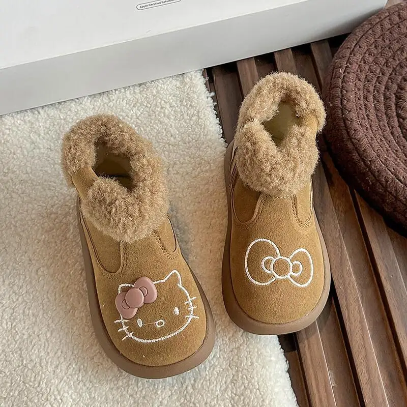 

Sanrio Hello Kitty Girl Winter Kawaii Fashion Keep Warm Cotton Shoes Student Cartoon Anime Child Thicken Snow Boots New Style